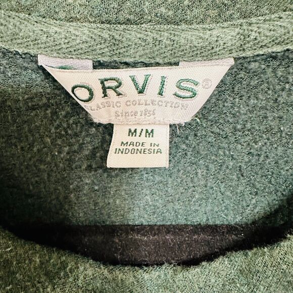 Orvis Men's Forrest Green Fleece Sweatshirt Size M Outdoors Casual Pullover - Picture 2 of 3